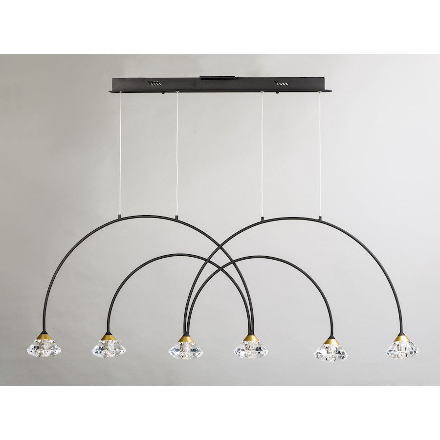 ET2 Lighting Hope-Linear 6 Light Pendant, Black/Metallic Gold