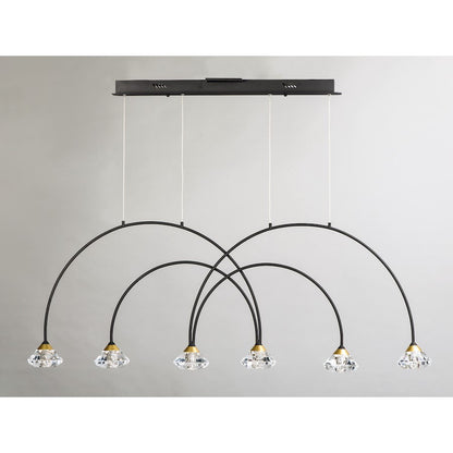 ET2 Lighting Hope-Linear 6 Light Pendant, Black/Metallic Gold