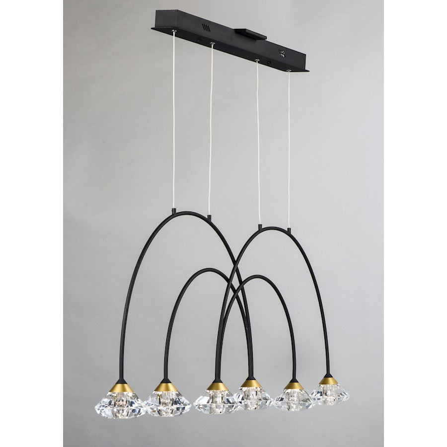 ET2 Lighting Hope-Linear 6 Light Pendant, Black/Metallic Gold