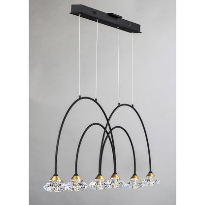 ET2 Lighting Hope-Linear 6 Light Pendant, Black/Metallic Gold