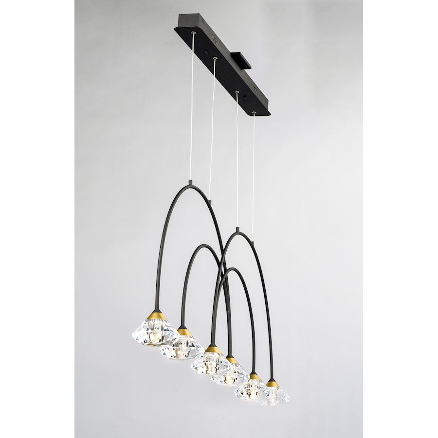 ET2 Lighting Hope-Linear 6 Light Pendant, Black/Metallic Gold