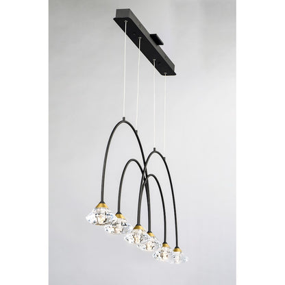 ET2 Lighting Hope-Linear 6 Light Pendant, Black/Metallic Gold