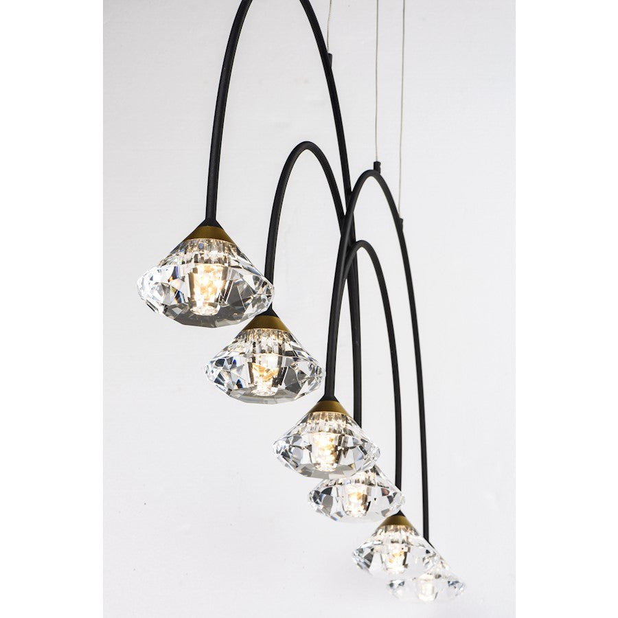 ET2 Lighting Hope-Linear 6 Light Pendant, Black/Metallic Gold