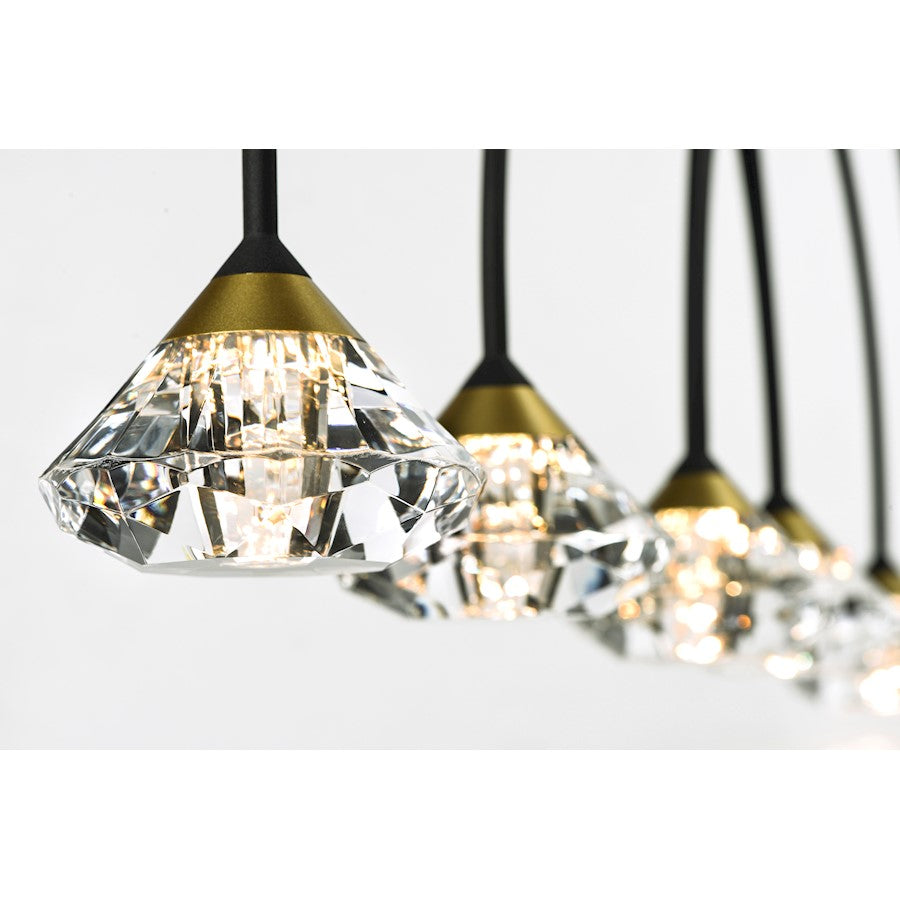ET2 Lighting Hope-Linear 6 Light Pendant, Black/Metallic Gold