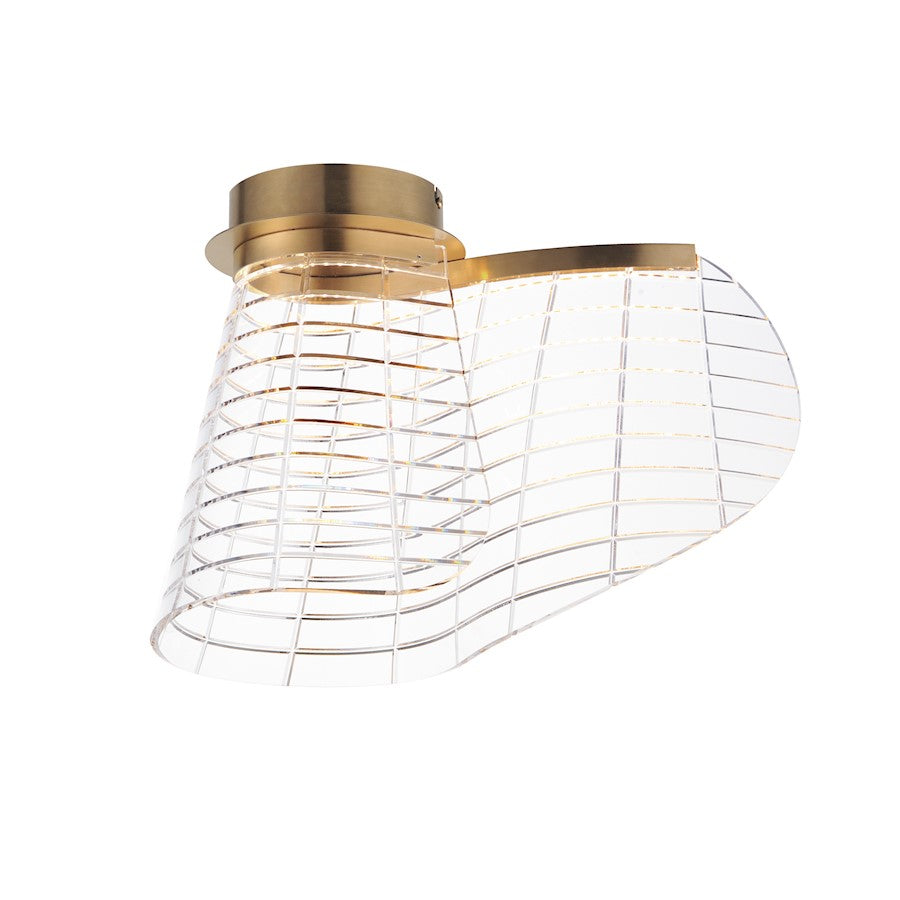 ET2 Lighting Tartan 1Lt LED Flush Mount, Champagne/Heavy Faceted