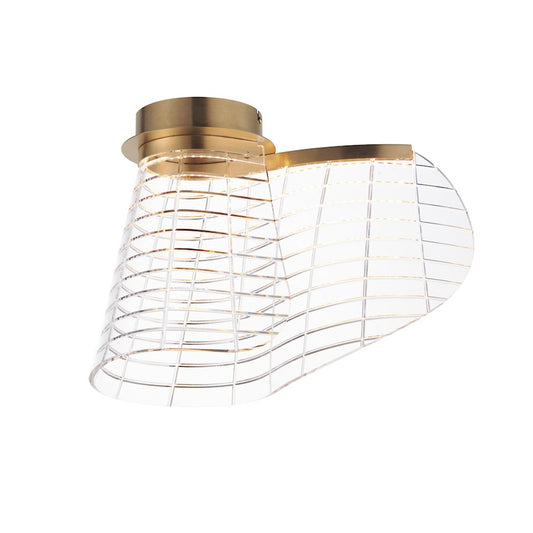 ET2 Lighting Tartan 1Lt LED Flush Mount, Champagne/Heavy Faceted