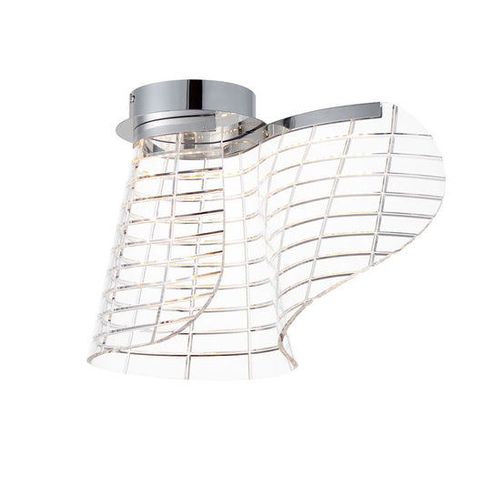 ET2 Lighting Tartan 1 Light LED Flush Mount, Chrome/Heavy Faceted