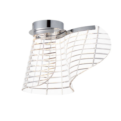 ET2 Lighting Tartan 1 Light LED Flush Mount, Chrome/Heavy Faceted