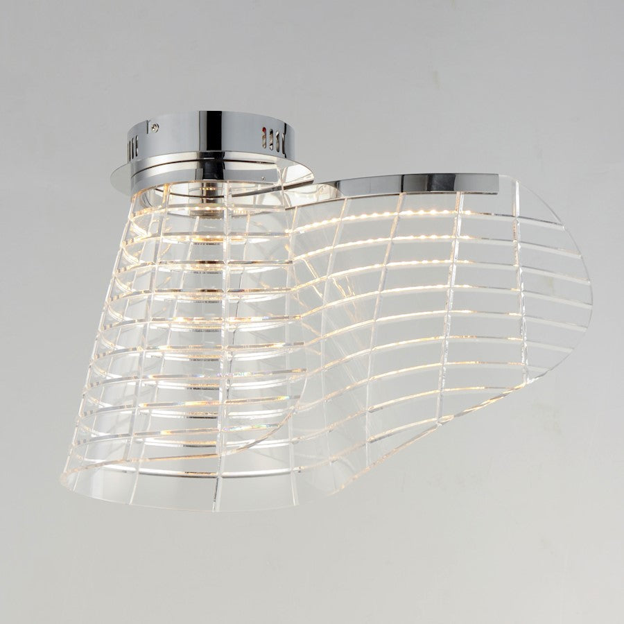 ET2 Lighting Tartan 1 Light LED Flush Mount, Chrome/Heavy Faceted