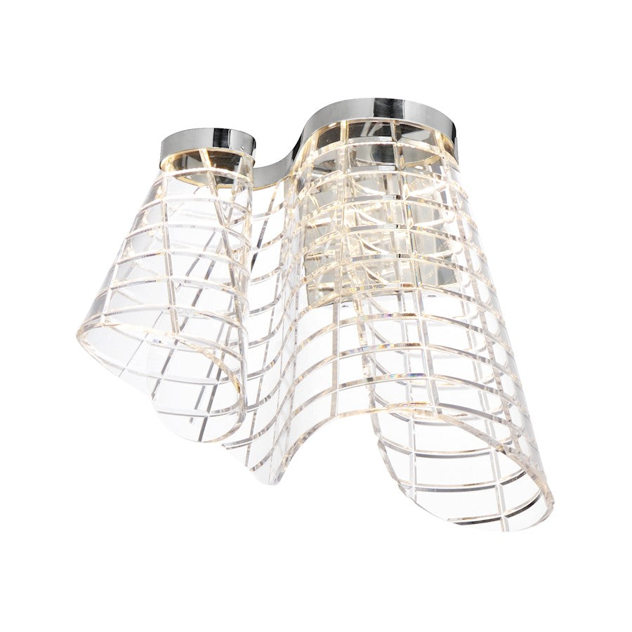 ET2 Lighting Tartan 1 Light LED Wall Sconce, Chrome/Heavy Faceted