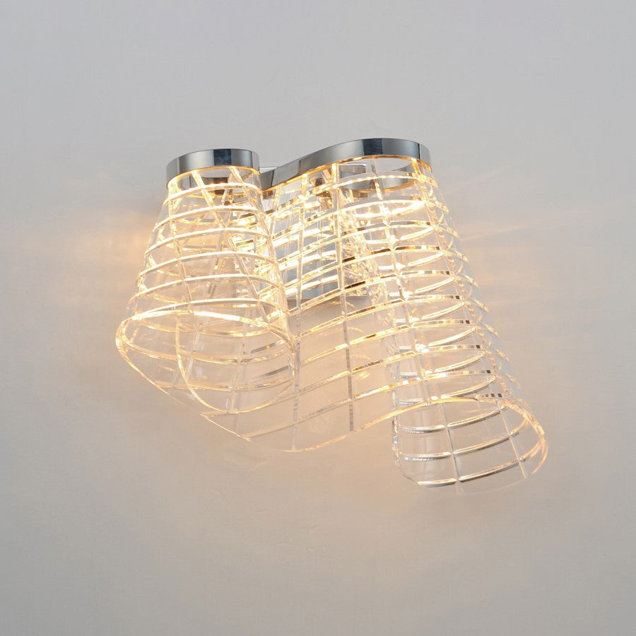 ET2 Lighting Tartan 1 Light LED Wall Sconce, Chrome/Heavy Faceted