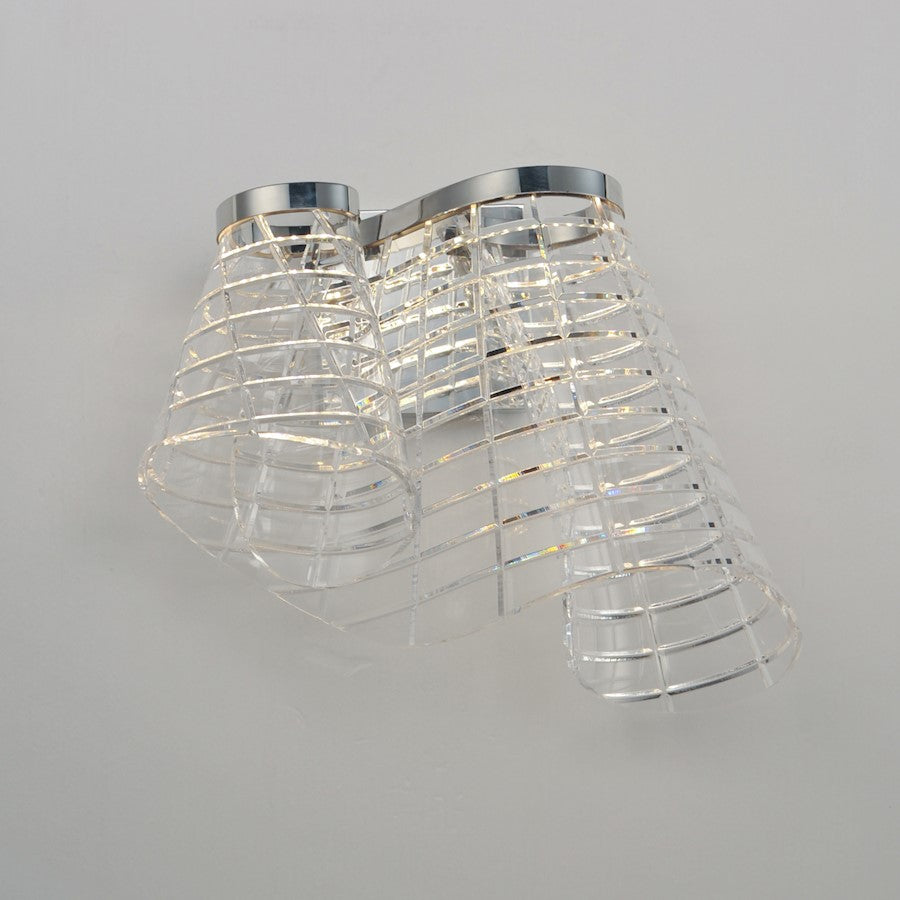 ET2 Lighting Tartan 1 Light LED Wall Sconce, Chrome/Heavy Faceted