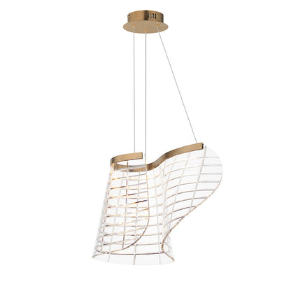 ET2 Lighting Tartan 1 Light LED Pendant, Champagne/Heavy Faceted