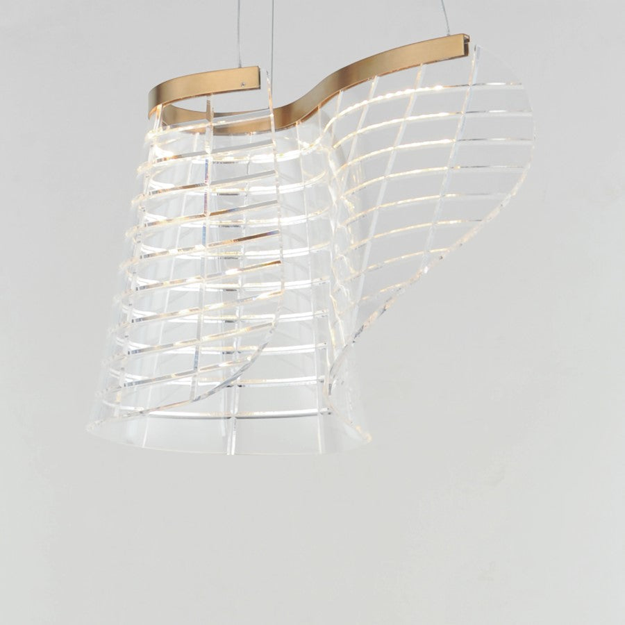 ET2 Lighting Tartan 1 Light LED Pendant, Champagne/Heavy Faceted