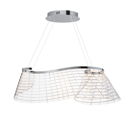 ET2 Lighting Tartan 1Lt Linear LED Pendant, Chrome/Heavy Faceted
