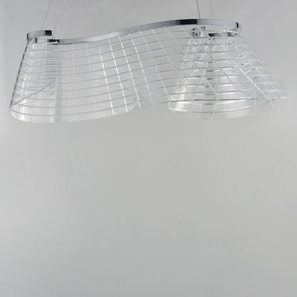 ET2 Lighting Tartan 1Lt Linear LED Pendant, Chrome/Heavy Faceted