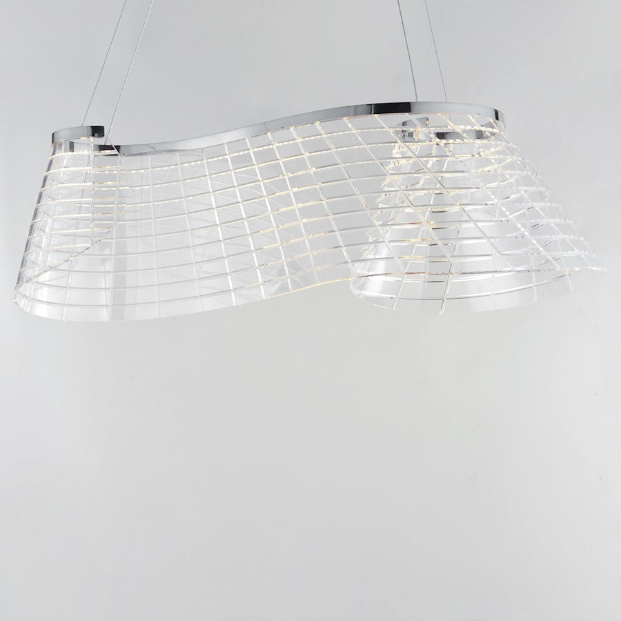ET2 Lighting Tartan 1Lt Linear LED Pendant, Chrome/Heavy Faceted