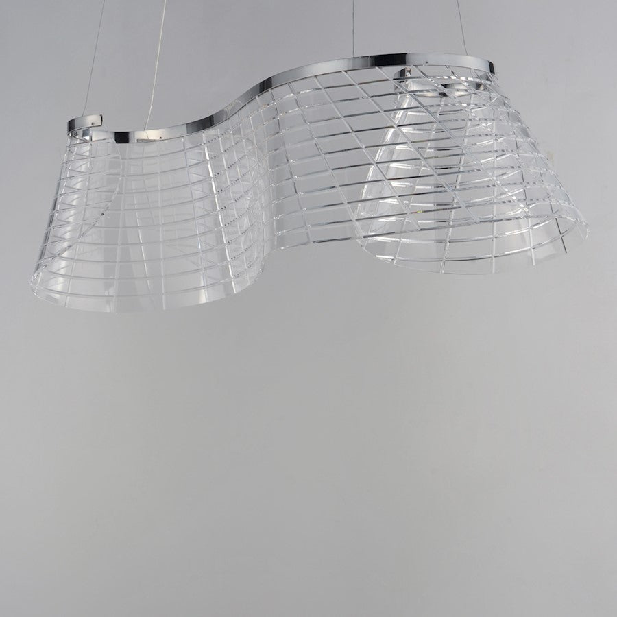 ET2 Lighting Tartan 1Lt Linear LED Pendant, Chrome/Heavy Faceted
