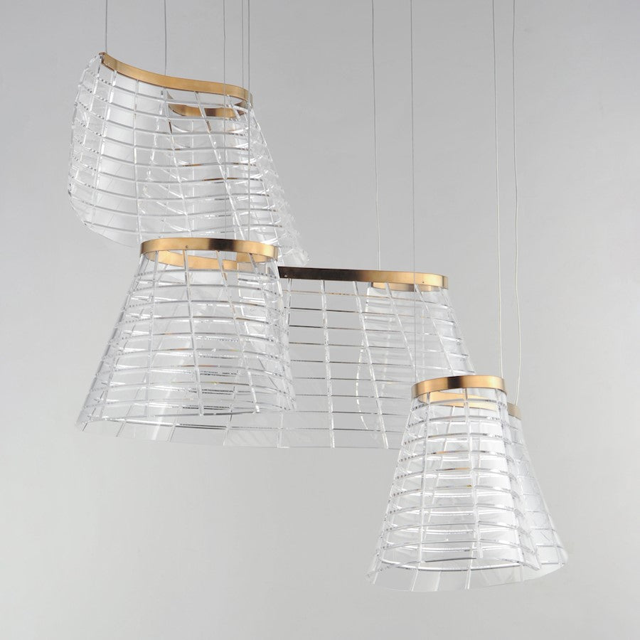 ET2 Lighting Tartan 3 Light LED Pendant, Champagne/Heavy Faceted