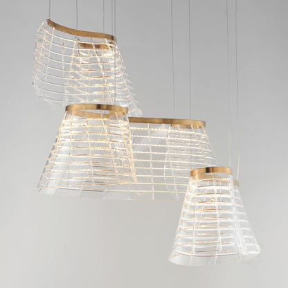 ET2 Lighting Tartan 3 Light LED Pendant, Champagne/Heavy Faceted