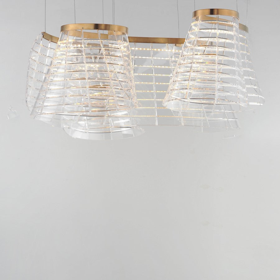 ET2 Lighting Tartan 3 Light LED Pendant, Champagne/Heavy Faceted