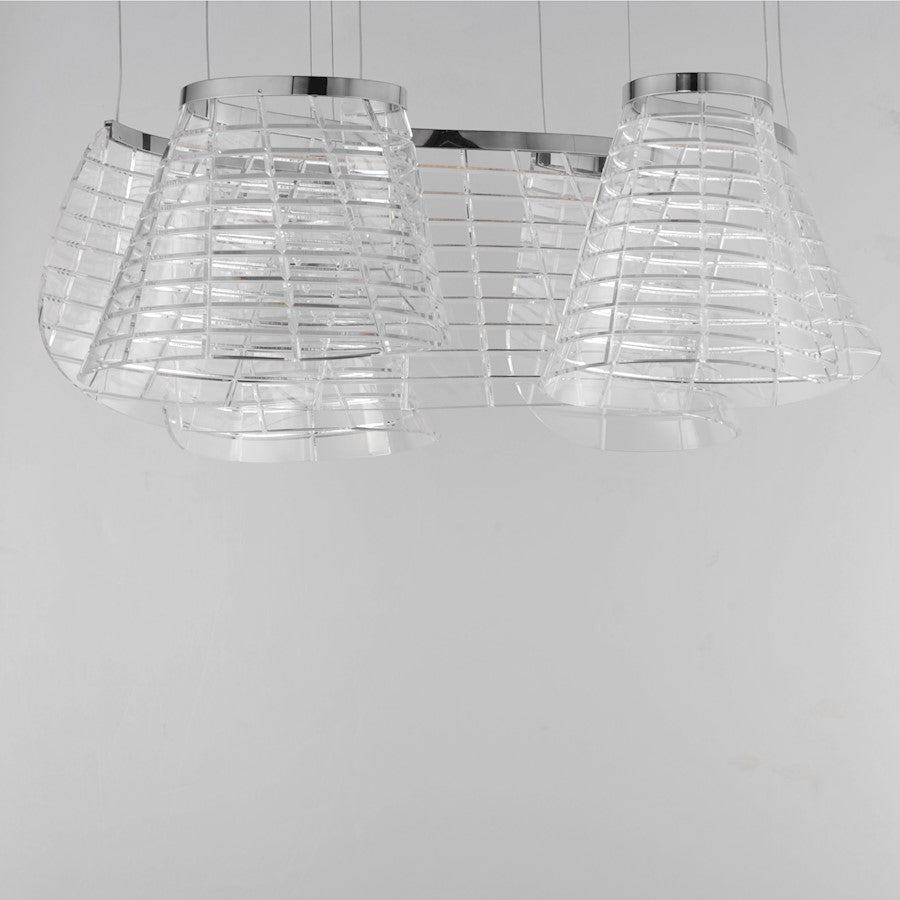 ET2 Lighting Tartan 3 Light LED Pendant, Chrome/Heavy Faceted