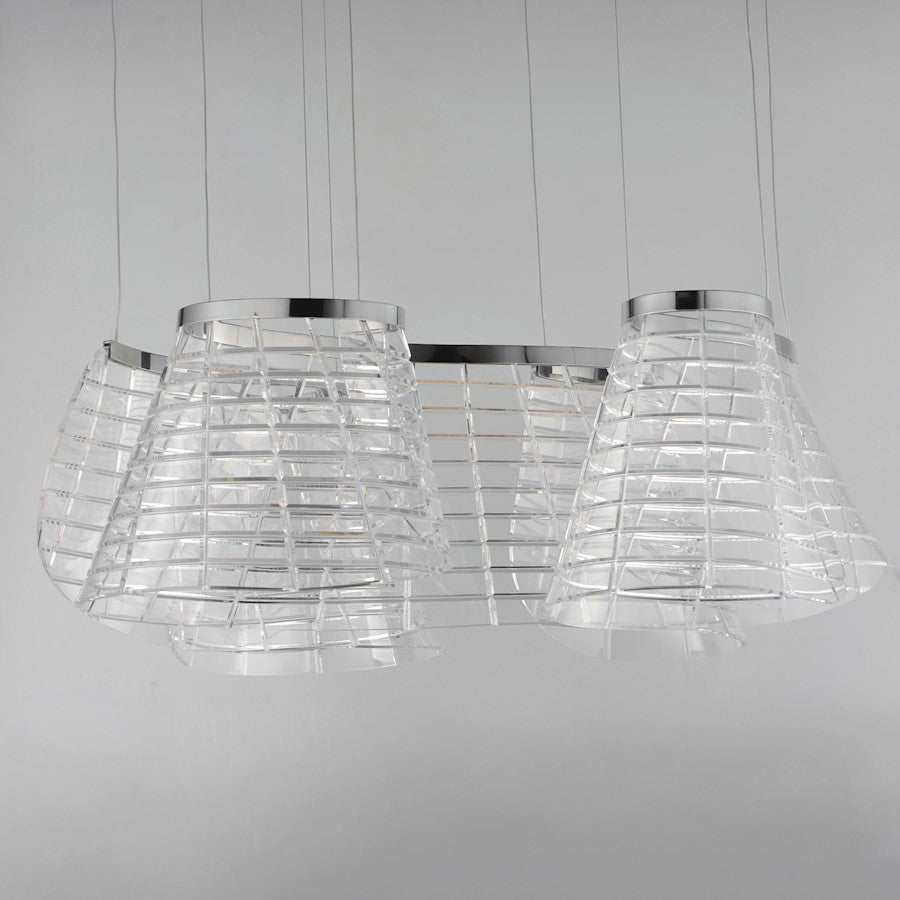 ET2 Lighting Tartan 3 Light LED Pendant, Chrome/Heavy Faceted
