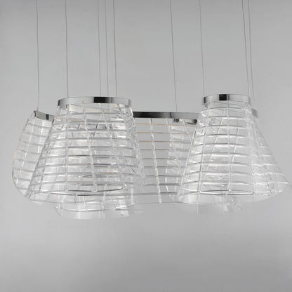 ET2 Lighting Tartan 3 Light LED Pendant, Chrome/Heavy Faceted