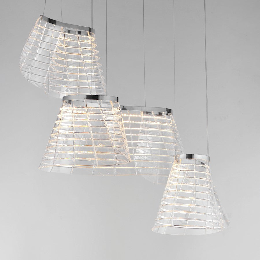 ET2 Lighting Tartan 3 Light LED Pendant, Chrome/Heavy Faceted