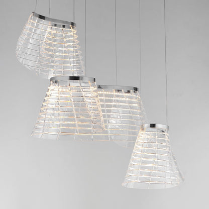 ET2 Lighting Tartan 3 Light LED Pendant, Chrome/Heavy Faceted