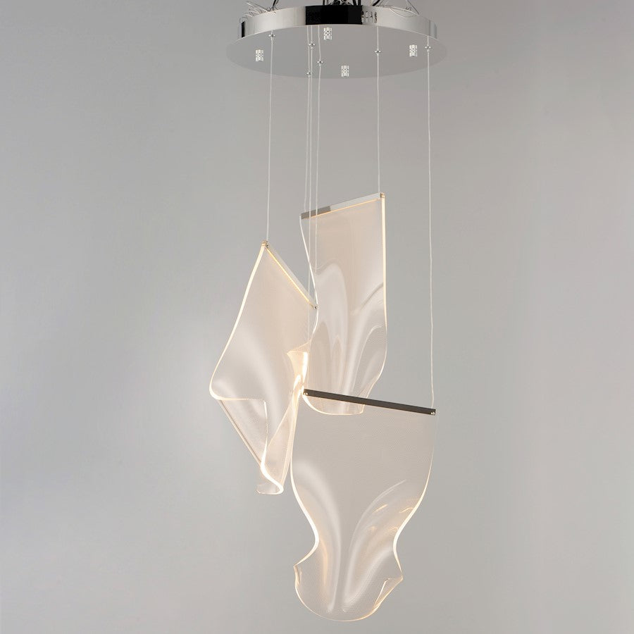 3 Light LED Pendant, Chrome