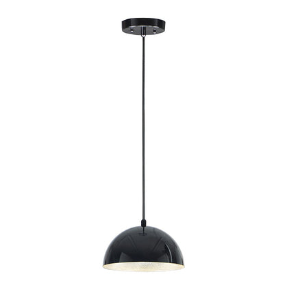 ET2 Lighting Hemisphere LED 1-Light 9" Pendant in Gloss Black/Aluminum