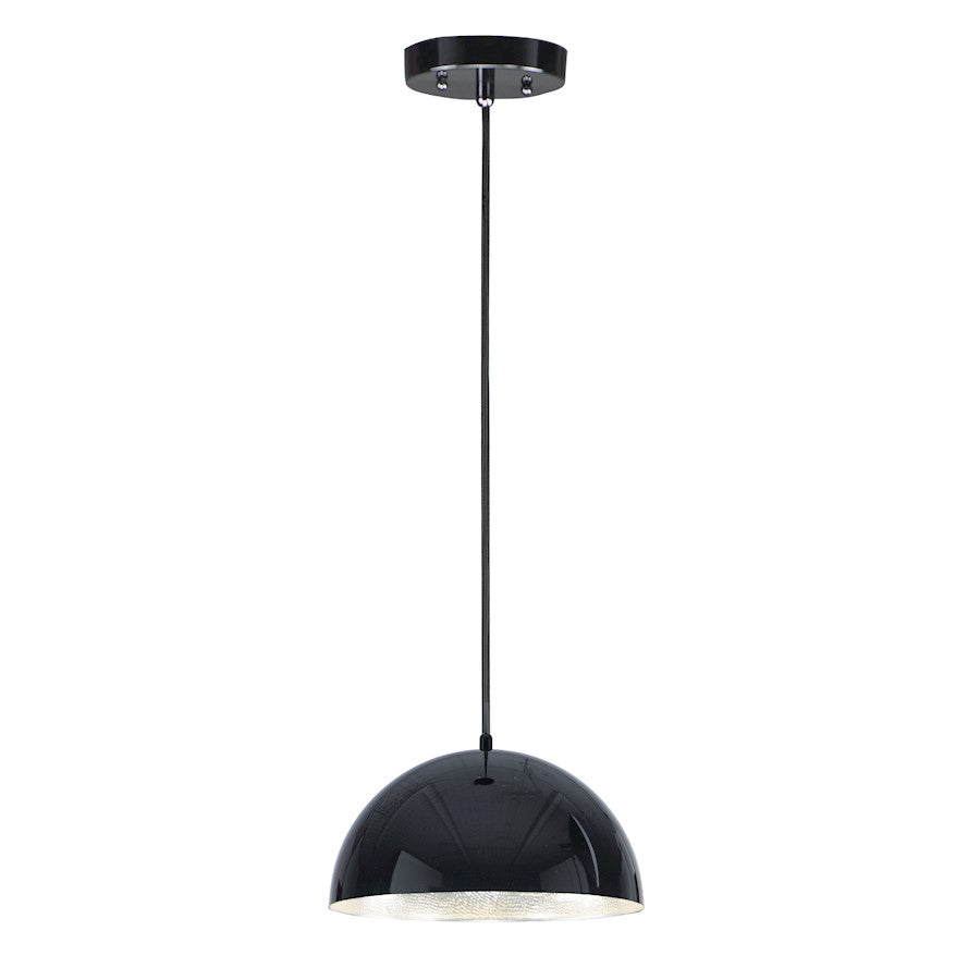ET2 Lighting Hemisphere LED 1-Light 14" Pendant in Gloss Black/Aluminum