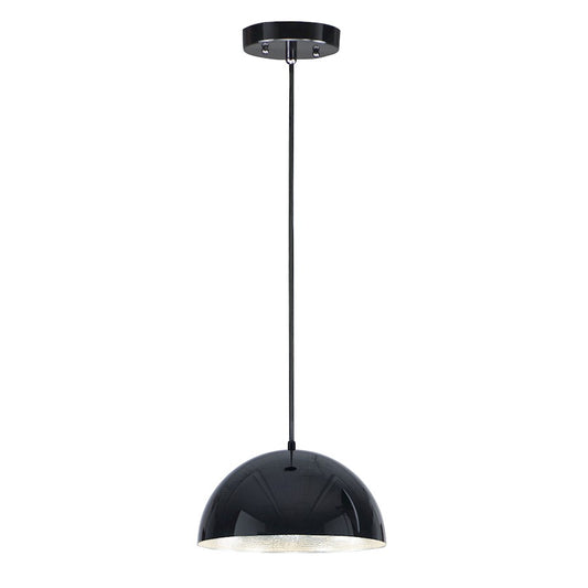 ET2 Lighting Hemisphere LED 1-Light 14" Pendant in Gloss Black/Aluminum