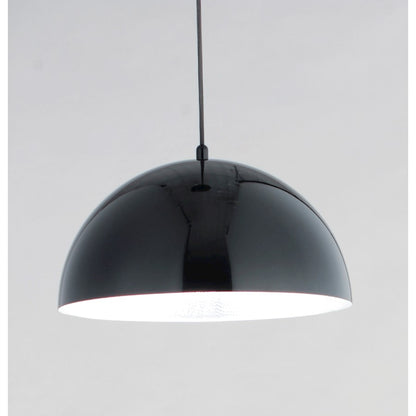 ET2 Lighting Hemisphere LED 1-Light 14" Pendant in Gloss Black/Aluminum