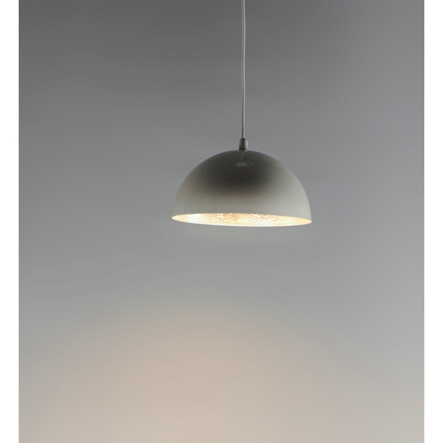 ET2 Lighting Hemisphere LED 1-Light 14" Pendant in Gloss White/Aluminum