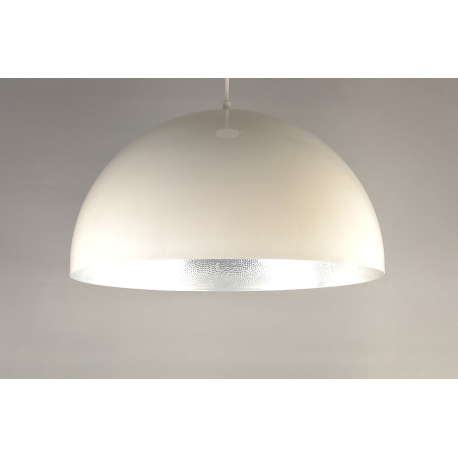 ET2 Lighting Hemisphere LED 1-Light 14" Pendant in Gloss White/Aluminum