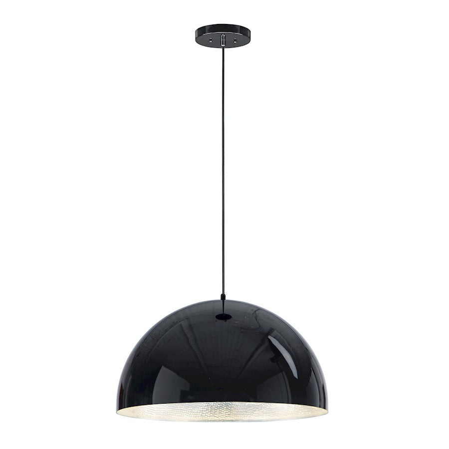 ET2 Lighting Hemisphere LED 1-Light 24" Pendant in Gloss Black/Aluminum