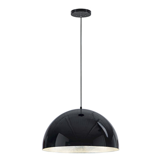 ET2 Lighting Hemisphere LED 1-Light 24" Pendant in Gloss Black/Aluminum