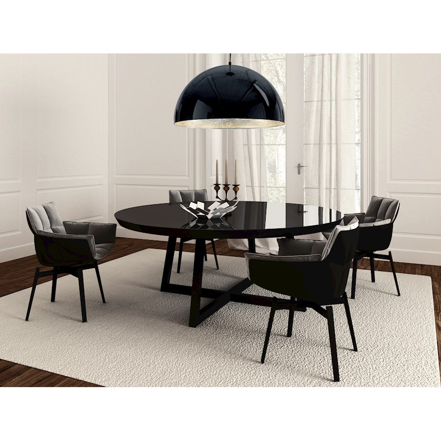 ET2 Lighting Hemisphere LED 1-Light 24" Pendant in Gloss Black/Aluminum