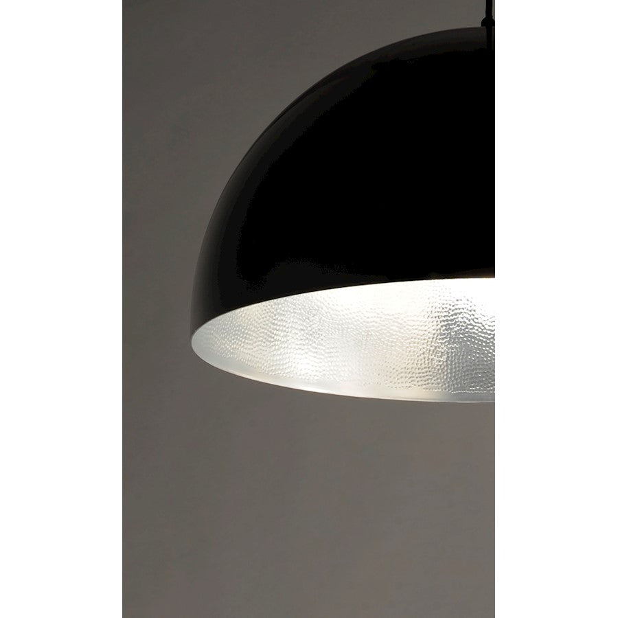 ET2 Lighting Hemisphere LED 1-Light 24" Pendant in Gloss Black/Aluminum