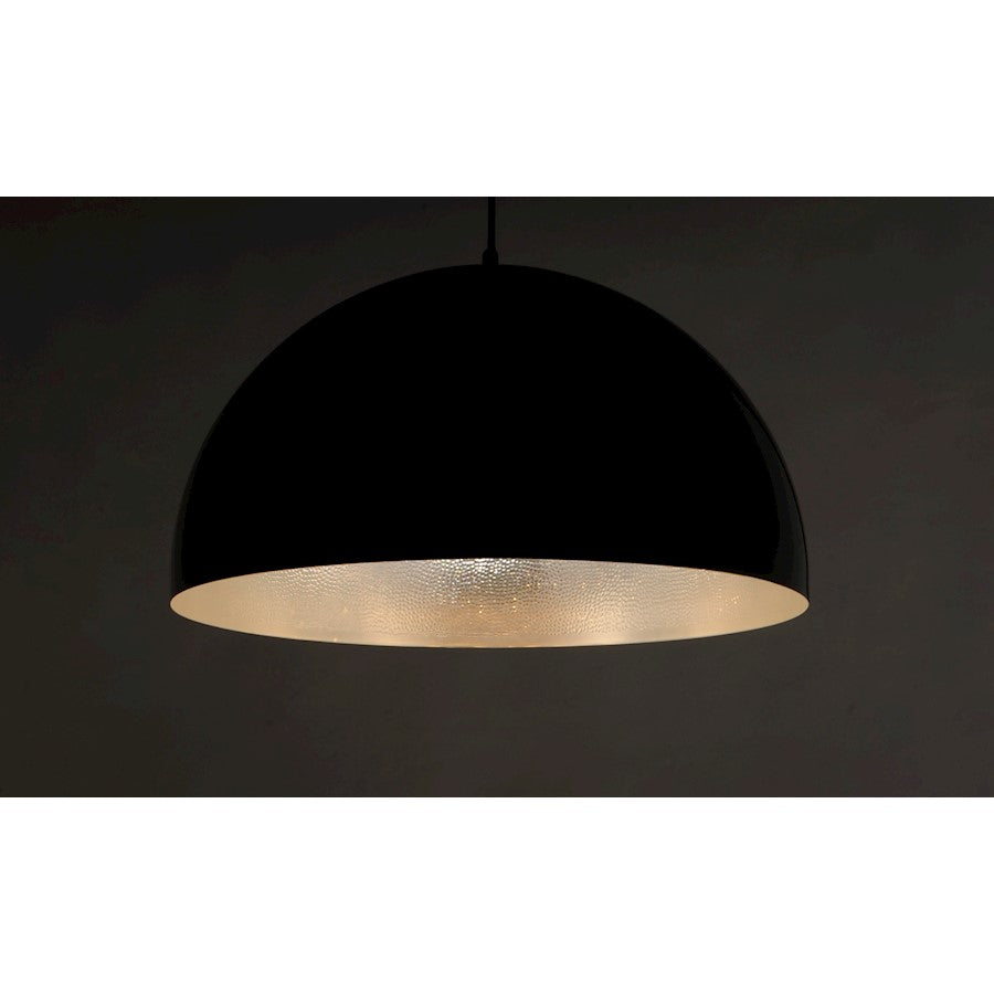 ET2 Lighting Hemisphere LED 1-Light 24" Pendant in Gloss Black/Aluminum
