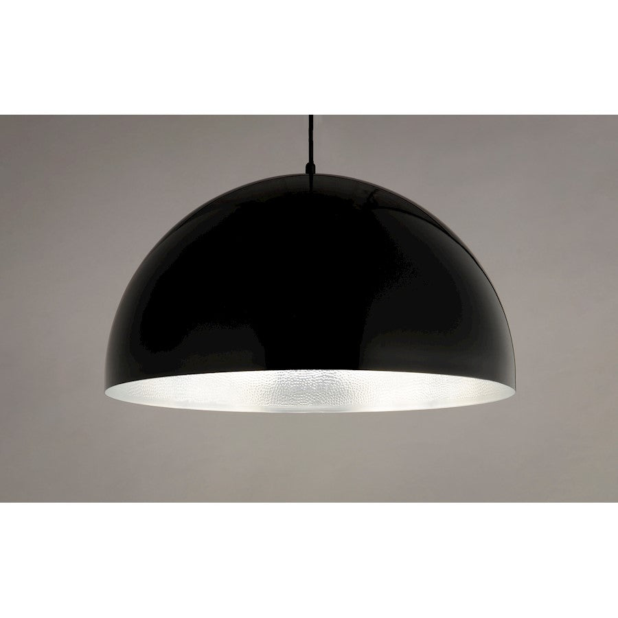 ET2 Lighting Hemisphere LED 1-Light 24" Pendant in Gloss Black/Aluminum