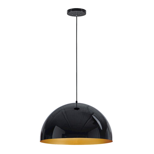 1 Light LED Pendant, Gloss Black