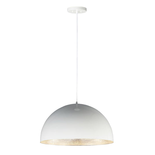 ET2 Lighting Hemisphere LED 1-Light 24" Pendant in Gloss White/Aluminum