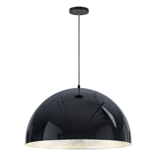 ET2 Lighting Hemisphere LED 1-Light 31" Pendant in Gloss Black/Aluminum