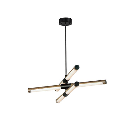 6 Light LED Pendant, Antique Pecan