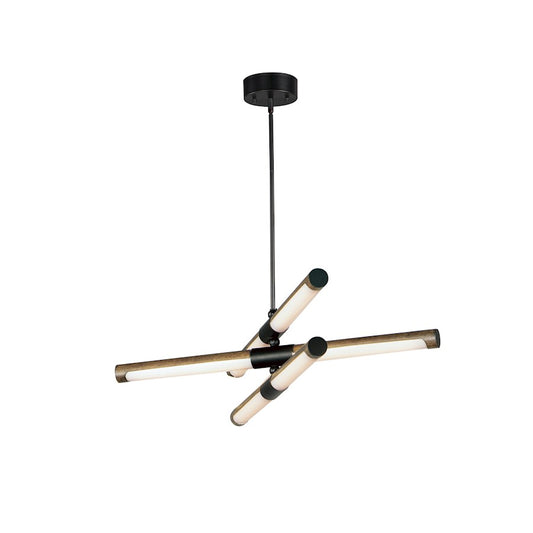 6 Light LED Pendant, Antique Pecan