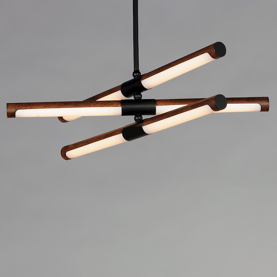 6 Light LED Pendant, Antique Pecan