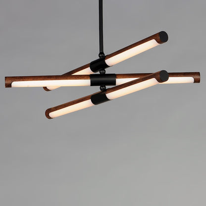 6 Light LED Pendant, Antique Pecan